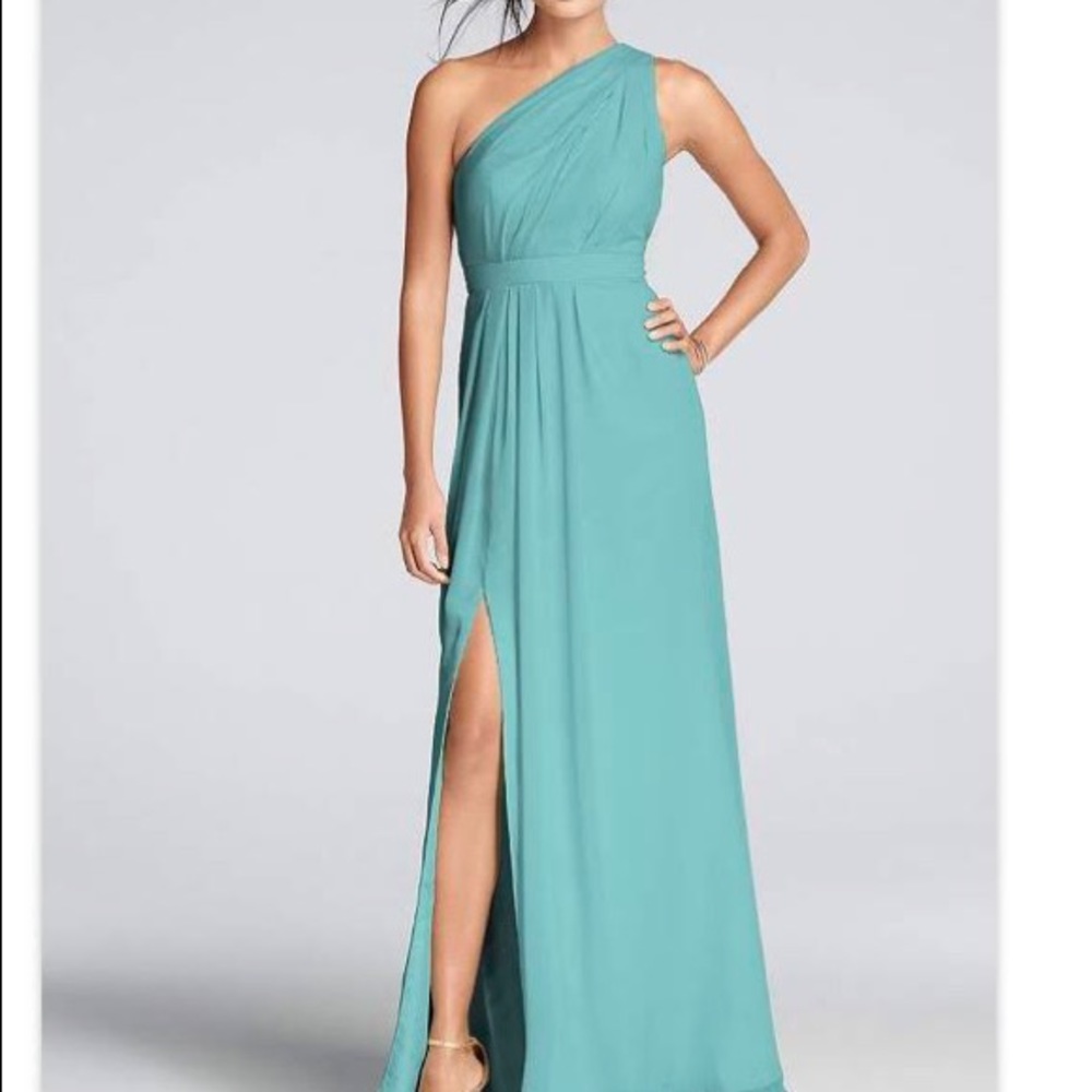 One Shoulder Crinkle Chiffon